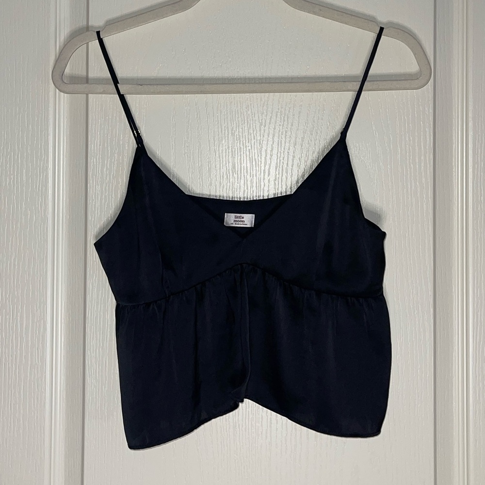 Romantic satin cropped tank